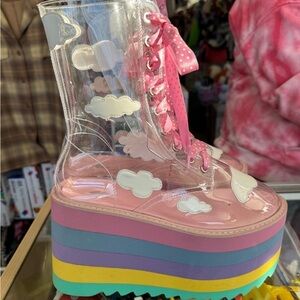 Dolls kill x my little pony platform pastel rainbow cloud boots women’s size 9